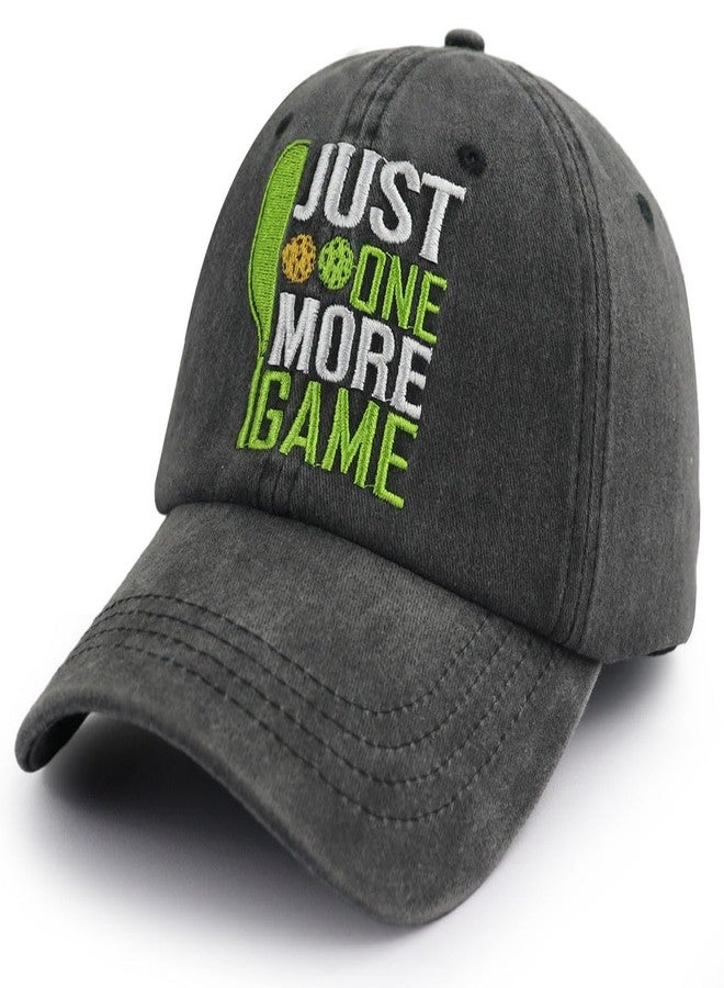 Kahhrepa Pickleball Hats for Men Women, Funny Pickleball Accessories Retirement Birthday Gift, Adjustable Embroidered Just One More Game Baseball Cap Black - Image 2